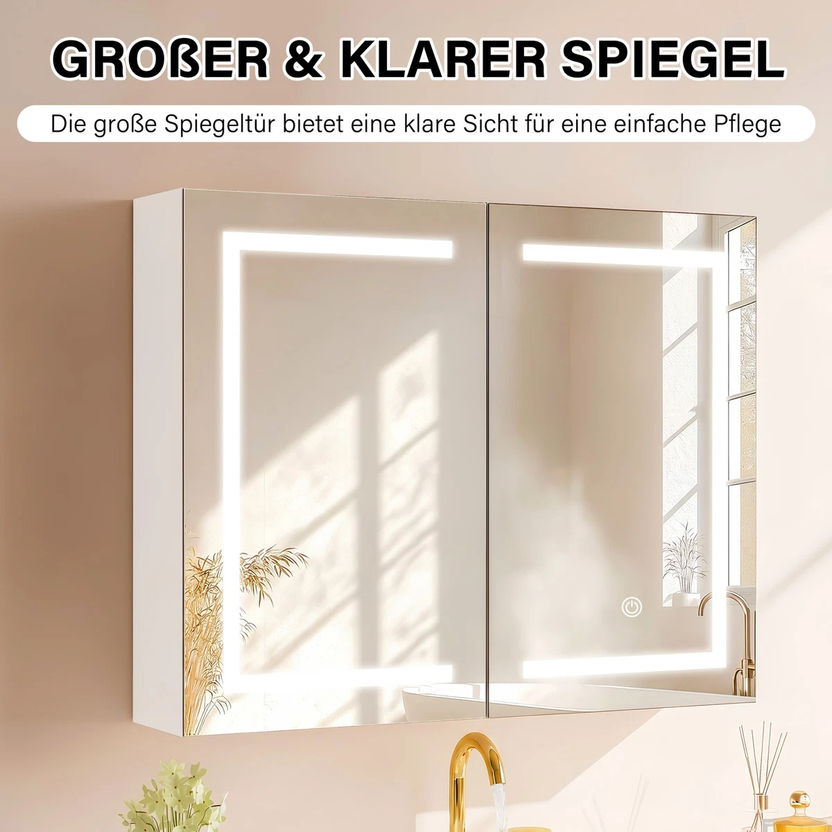 Spiegelschrank Bad mit LED Beleuchtung Badezimmerschrank Badspiegel Wandschrank