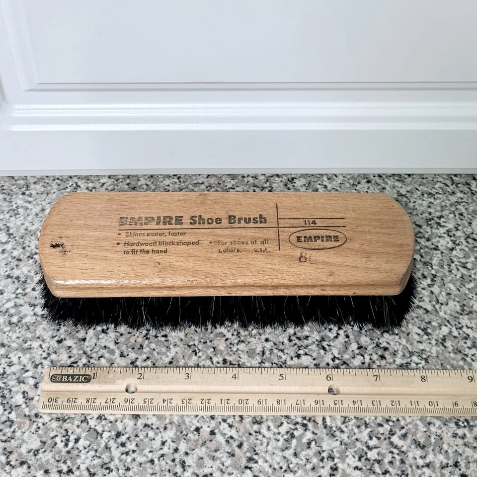 ESCOVA VINTAGE IMPÉRIO BRILHO SAPATO Shoeshine Madeira CERDA DIVIDIDA EUA BUFF - Imagem 4 de 4