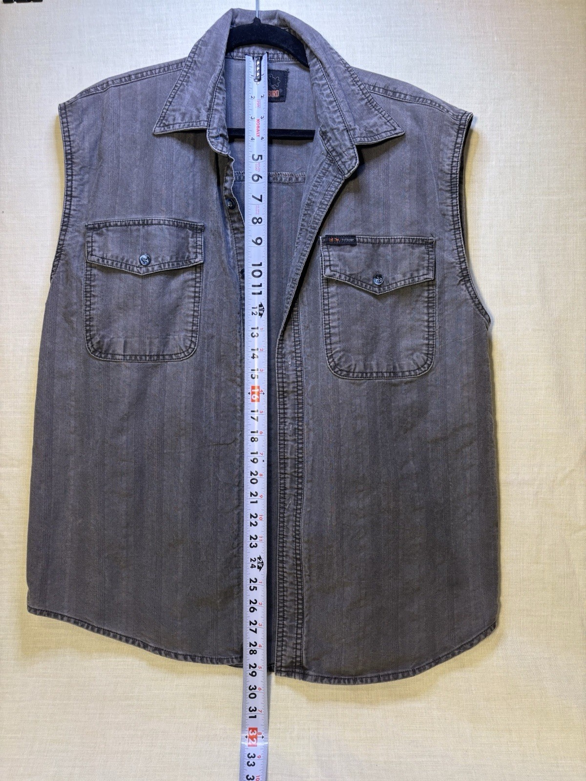 LOVERBIRD Gray Denim Button Front Collared Vest w… - image 11