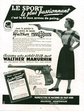 Publicité ancienne pistolet Walther Manurhin 1954 issue de magazine ABC