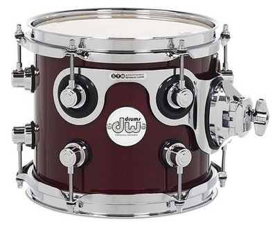 DW Design Series Maple Suspended Tom, 7x8, Cherry Stain Gloss Lacquer w/Chrome