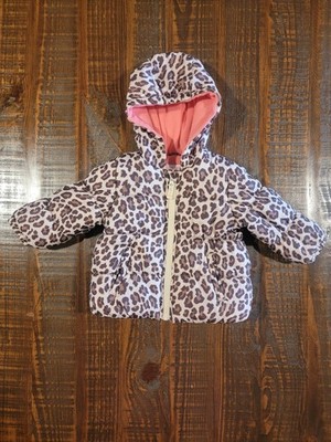 Carters Cheetah Print Puff Coat Jacket Size 12m Baby Girls