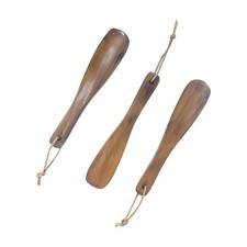 3Pcs Wooden Shoe Horn, 7.5" Short Handle Shoe Horn Leather Lanyard Non Slip S...