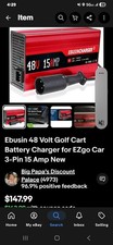 NEW 48 Volt 15 Amp Golf Cart Battery Charger for EZGO RXV  TXT, 3-Pin Triangle