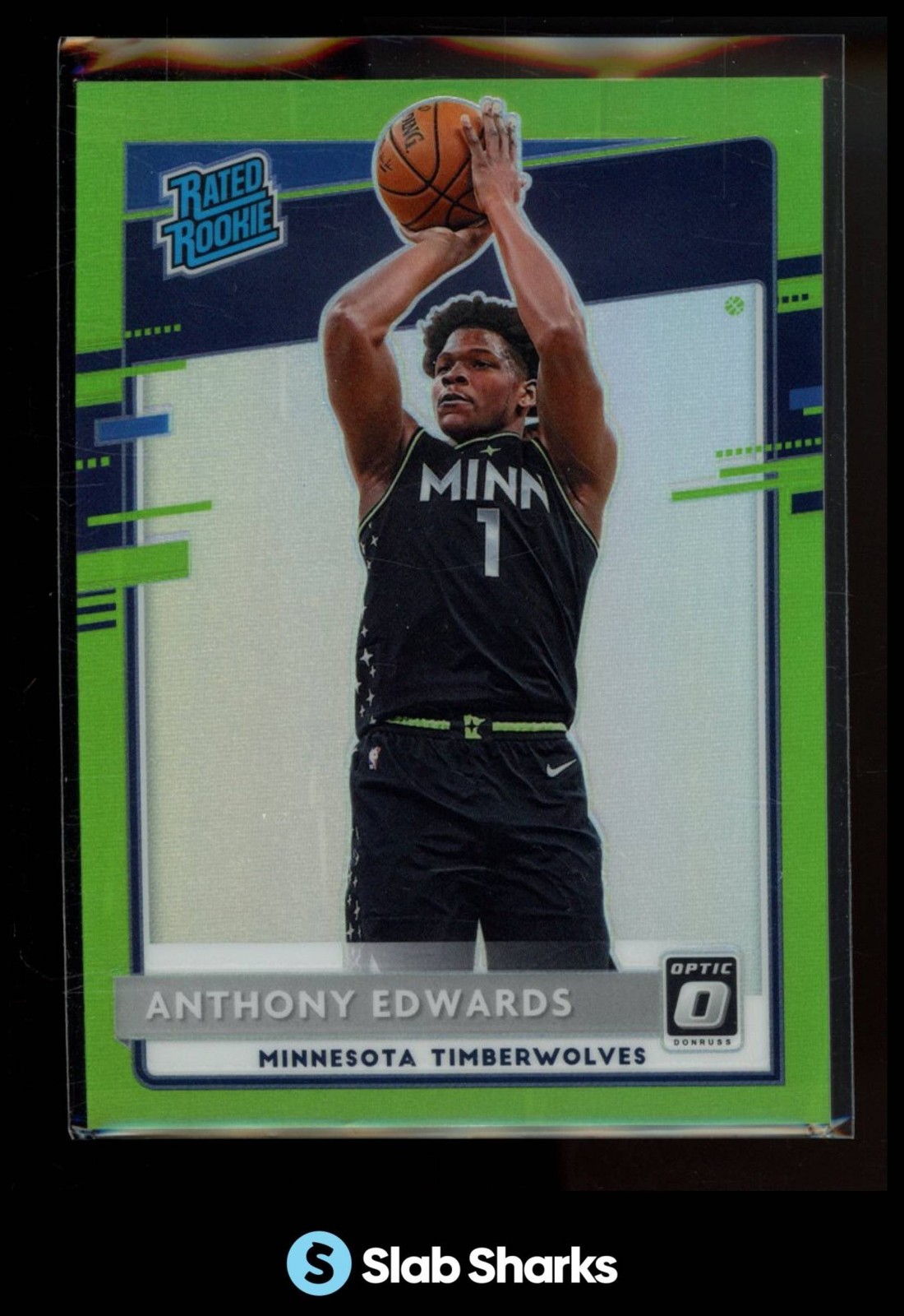2020 PANINI DONRUSS OPTIC #151 ANTHONY EDWARDS LIME GREEN RC ROOKIE /149