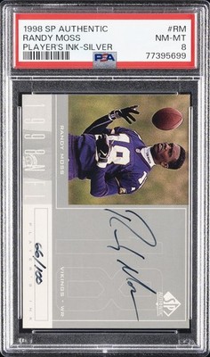 1998 SP AUTHENTIC PLAYER'S INK SILVER #RM RANDY MOSS 66/100 PSA 8