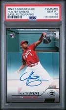 2022 TOPPS STADIUM CLUB BASE AUTOS #SCBAHG HUNTER GREENE PSA 10 AUTO