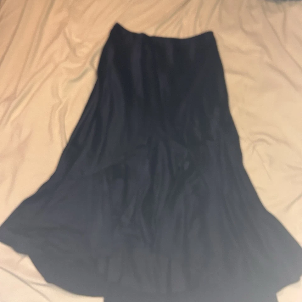 Falda midi acampanada 100 % seda azul marino Lauren Ralph Lauren para mujer 4P Foto 3 de 4