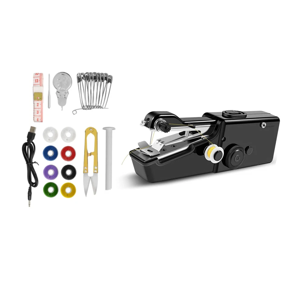 1Set Handheld Mini Sewing Machine Stitch Electric Compact Tool w/ Accessories - Image 3 of 4