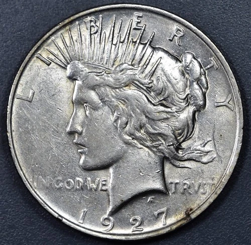 1927-D $1 PEACE SILVER DOLLAR KM# 150 Grade:  VF A6057