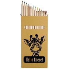 12 x 'Hello There Cute Giraffe' Long Colour Pencils PE00076877 