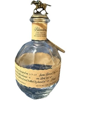 Blanton's Single Barrel Bourbon Whiskey Bottle EMPTY Unrinsed With Topper