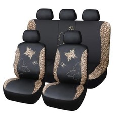 Butterfly Car Seat Covers Ful Set Fashion Full Set Leopard Brown Faux Leather