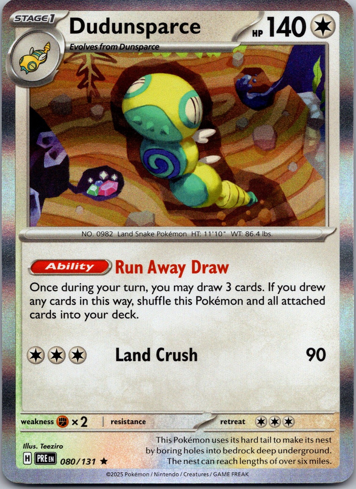 Dudunsparce Holo Rare SV: Prismatic Evolutions, 080/131 NM-LP