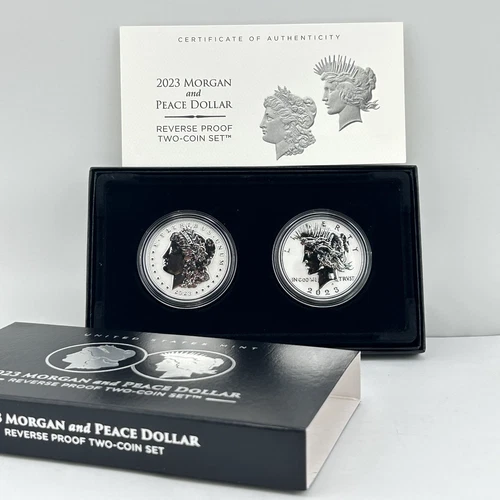 2023-S $1 Morgan & Peace Dollar Reverse Proof Two Coin US Silver Set w/ OGP