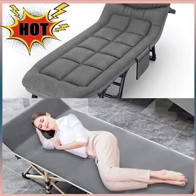 Single Foldable Folding Bed & Mattress Guest Heavy Duty Portable Large Bed UK