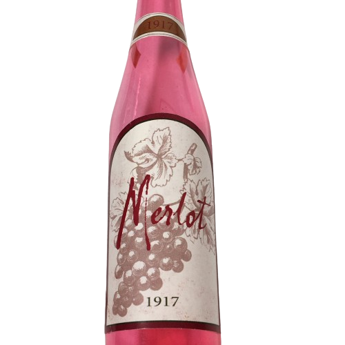 Old World Red Wine Bottle 1917 Merlot Glass Christmas Holiday Ornament