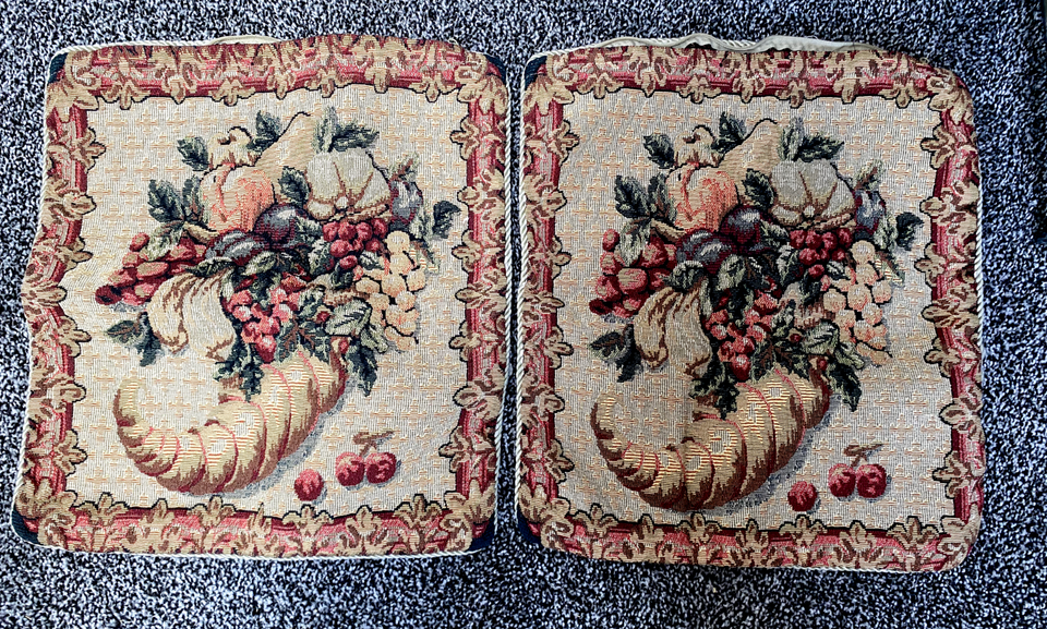 Vintage 2 x Cushion Covers Floral Multicoloured Tapestry cottage core