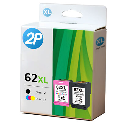 62XL Ink Cartridges Black & Color for HP Envy 5540 5549 OfficeJet 5740 Printers