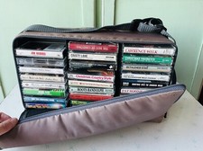 Vintage CASSETTE TAPE Brown Suitcase CARRYING CARRY STORAGE CASE With Tapes Too