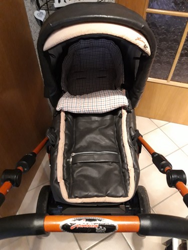 Schöner Hartan Racer S Kombi Kinderwagen Kunstleder braun/ orange - Bild 2 von 12