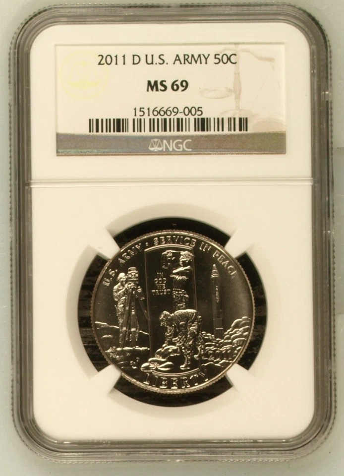 2011 D United States Army 50c MS69 NGC Reg #1516669-005 of 39,442 MINTED XXLOW # - Image 2 of 4
