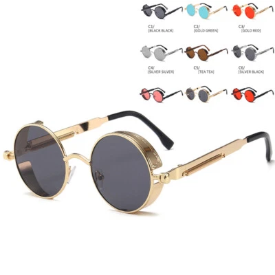HONEY JOE Vintage Steampunk Punk Runde Sonnenbrille Männer Frauen Retro Kleine Kreis