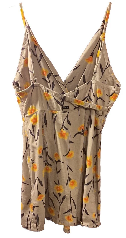 Camiseta sin mangas RVCA para mujer beige floral BOHO con correa de espagueti sin mangas talla S Foto 2 de 4