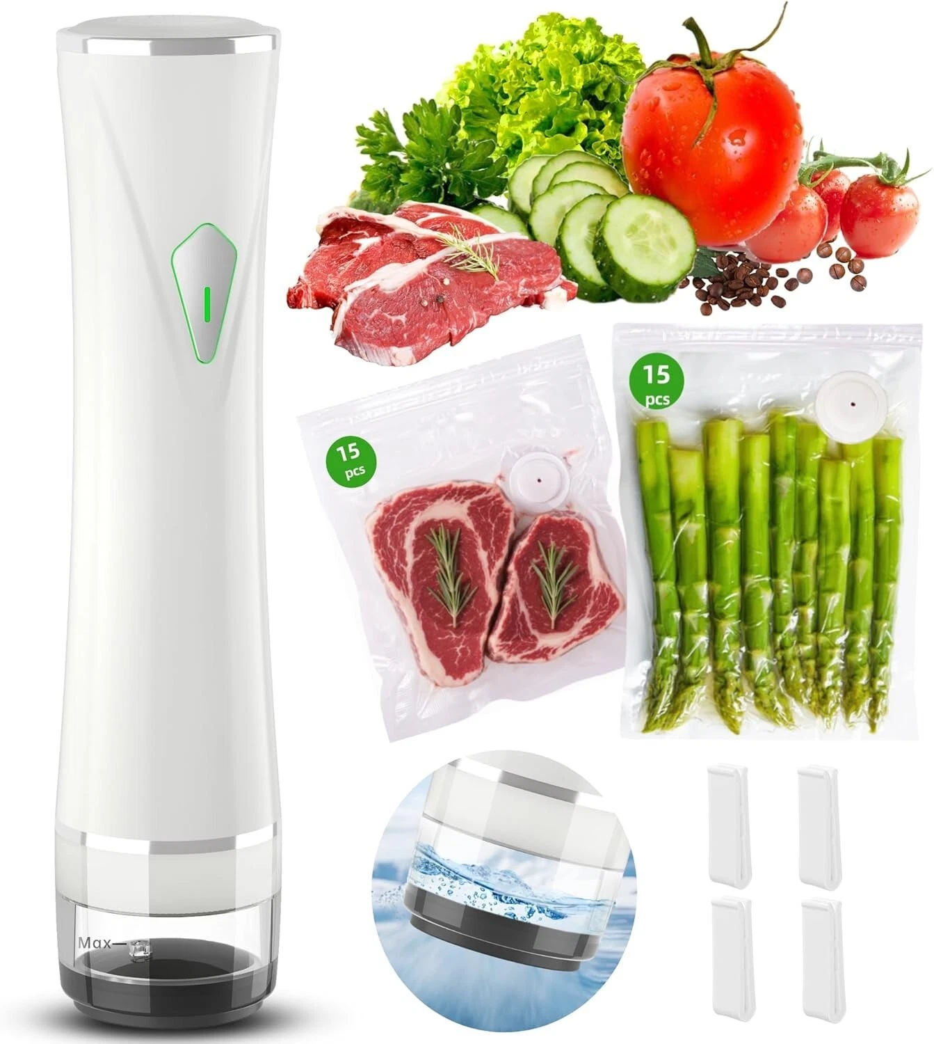 Handheld Vacuum Sealer Portable Cordless Food Sealer w/ 30 Reusable Vacuum Bags
Opens in a new windo
