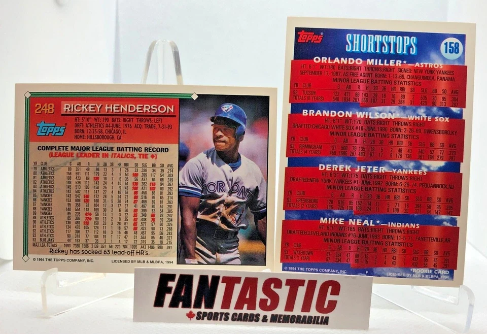 1994 Topps Baseball Card YOU PICK #1 - 250 inc RC, HOF Finish Your Team Set - Image 2 of 2