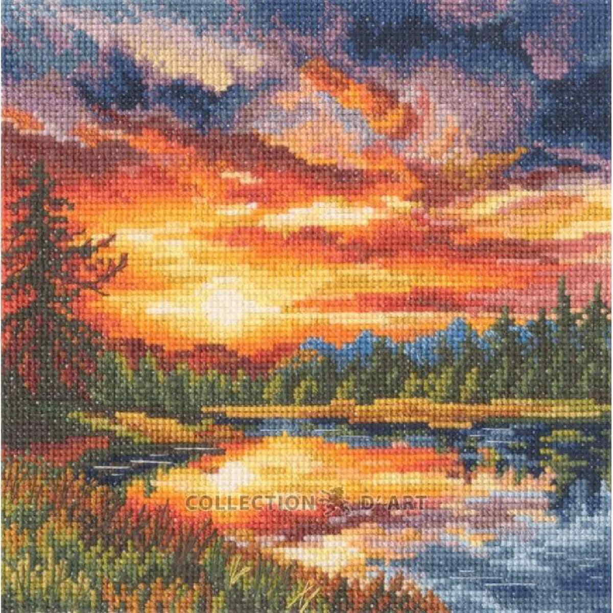 RTO counted cross stitch kit ""Colour of the sun, Sea"", 15,5x15,5cm, DIY