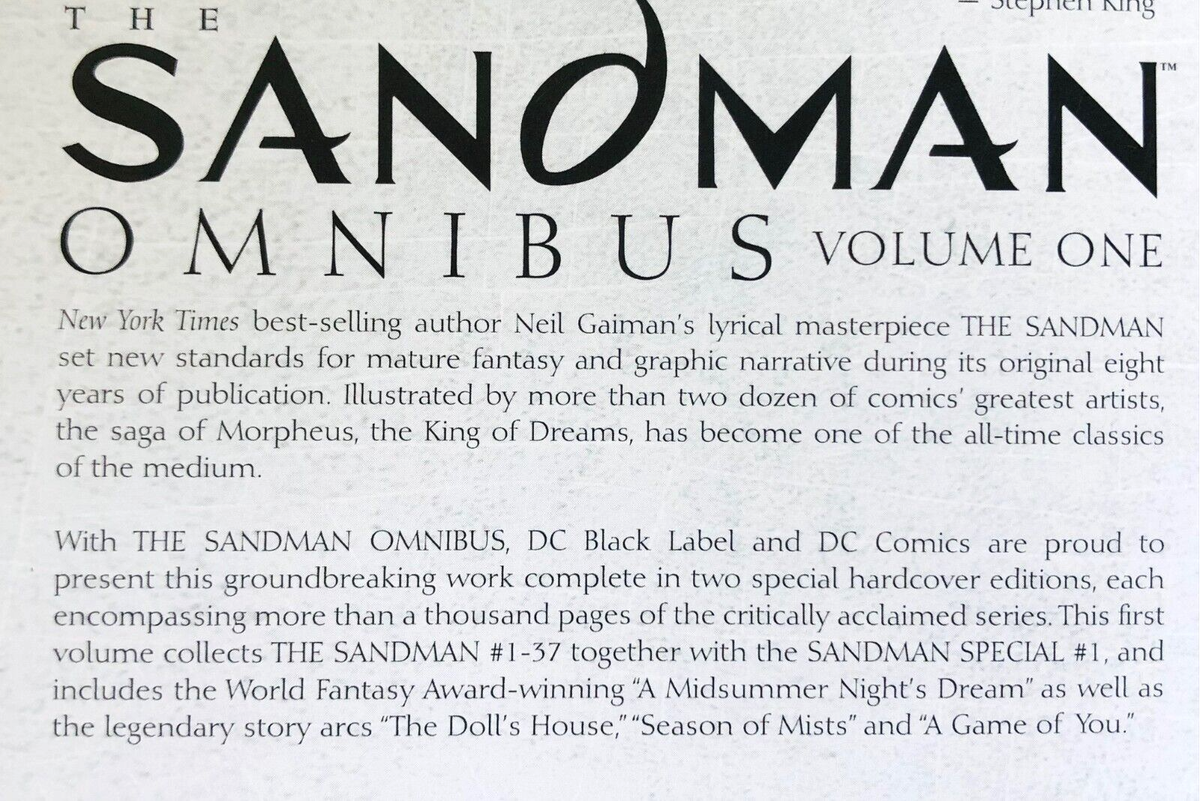 NEIL GAIMAN SIGNED x 3 The Sandman Omnibus Volumes 1, 2 & 3