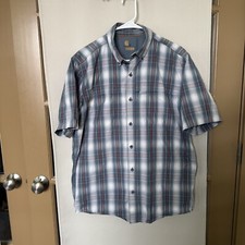 Carhartt Men's Medium Relaxed Fit Plaid Short Sleeve Button Down Shirt