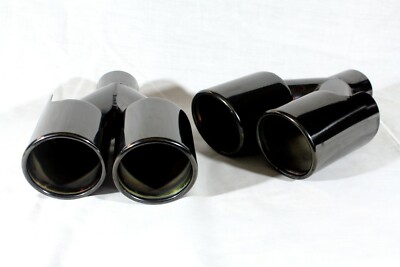 Edelstahl schwarz Chrom 3,5'' 89 mm Doppelheckrohrverkleidungen Doppelausgang BMW Audi