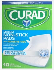 CURAD Non Stick Pads w/ Adhesive Tabs 3 x 4 in ( 10 count) -- 1 box