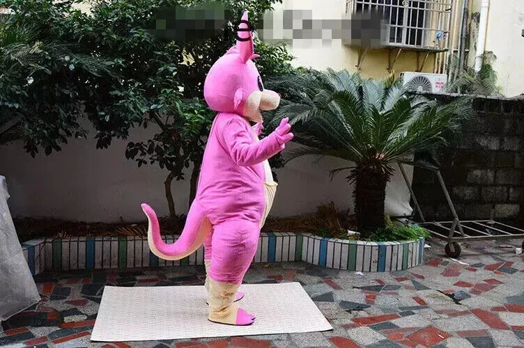 Halloween Pink Kangaroo Mascot Costume Adult Cartoon Outfit Suit Party Mascot - Image 2 of 4