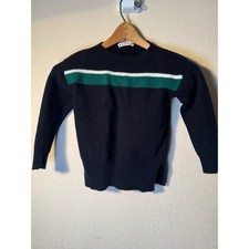 Marni Wool Sweater Kids Striped Black Green White Ribbed Knit Pullover