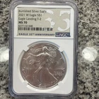 2021-W Burnished Silver Eagle NGC MS 70 T-2 Eagle 35th Anniversary Label 061919