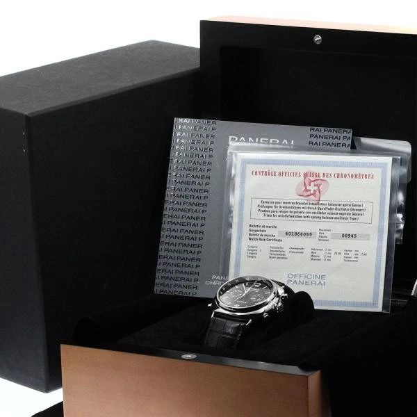 Panerai — Officine Panerai Radiomir Lattrapante PAM00214 45mm SS Black Dial Watch #C2528