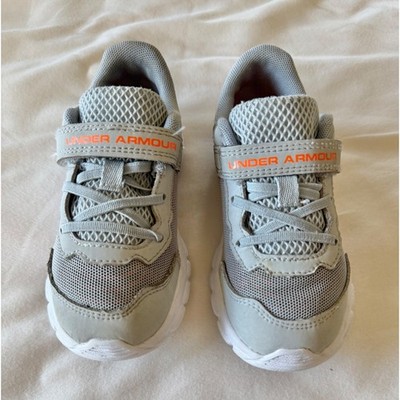 Under Armour Assert 9 AC Kids Grey Orange Running Shoes 3024637-107 Size 10K