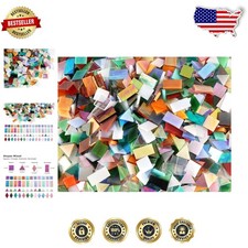 Bulk 700pc Mosaic Tiles: Iridized Glass, 4 Shapes, Glossy Finish, Craft Decor