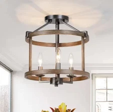 LNC A03411 Farmhouse Faux-Wood Semi Flush Mount Ceiling Light Fixture