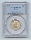 1917 Type 1 Standing Liberty Quarter, PCGS MS-62 FH, Full Head