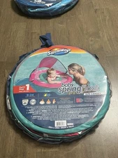 Swimways Baby Spring Float Pool Sun Canopy 9-24 Mths Pink Infant Toddler -Step 1