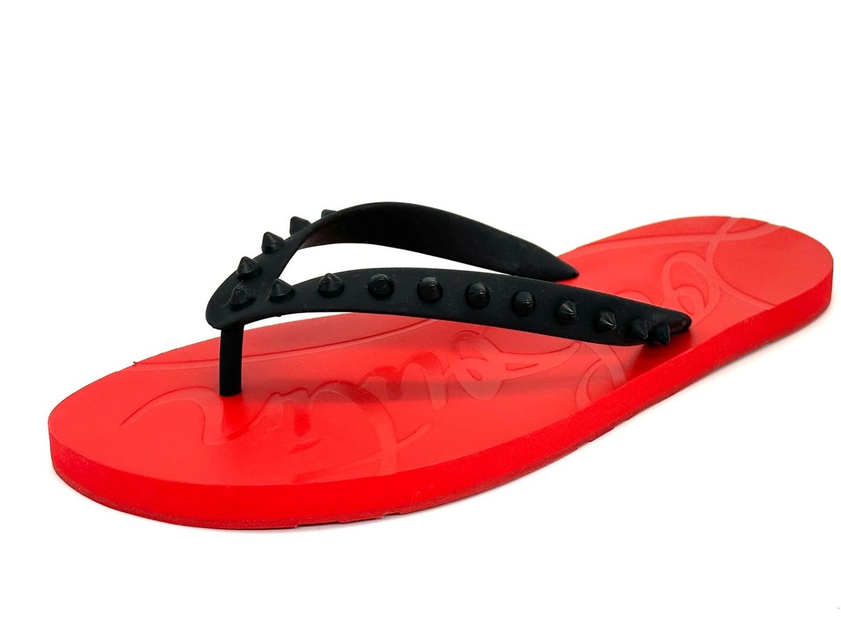 Christian Louboutin LOUBI Mens Spikes Studded Flip Flop Flat - Main Image
