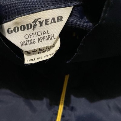 Goodyear Racing Jacket Vintage Blue Yellow Stripe XL Made In USA
