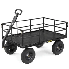 Gorilla Carts Steel Utility Cart, 9 Cubic Feet Garden Wagon with Removable Sides