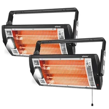 2 Packs Electric Garage Heaters, 1500W/750W Ceiling Mounted Heater Radiant He...