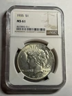 1935-P Peace Silver Dollar $1 NGC MS61 Bright White Better Date