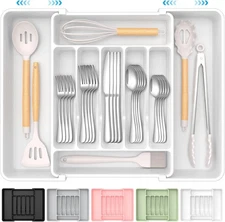 Extra Large Expandable Silverware Organizer, BPA-Free Food-Safe Cutlery Flatware
